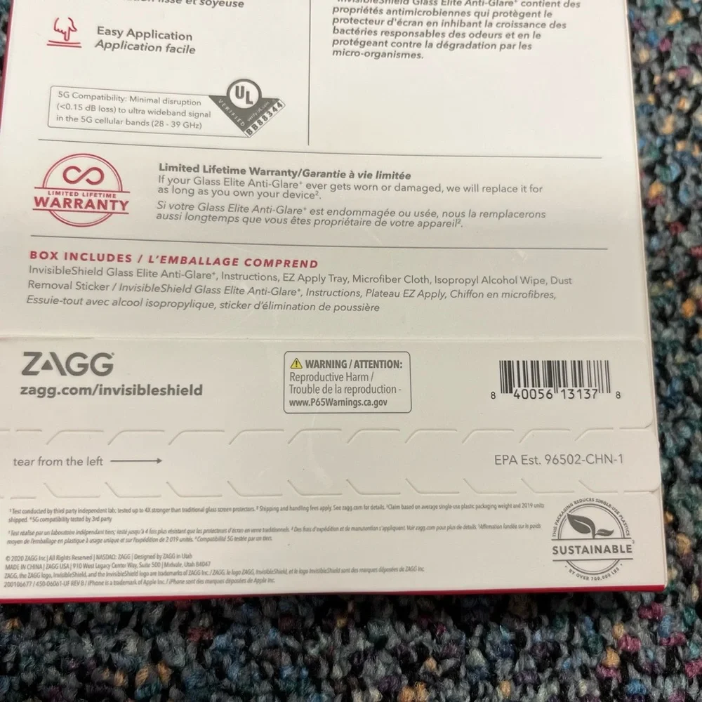 CLEARANCE New iPhone Zagg Glass Elite Anti-Glare+Screen Protector